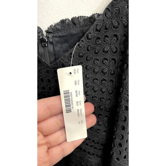NWT J.Crew Eyelet Hem Spaghetti Strap Cotton Dress Black Size 10 Preppy Boho - Picture 5 of 6